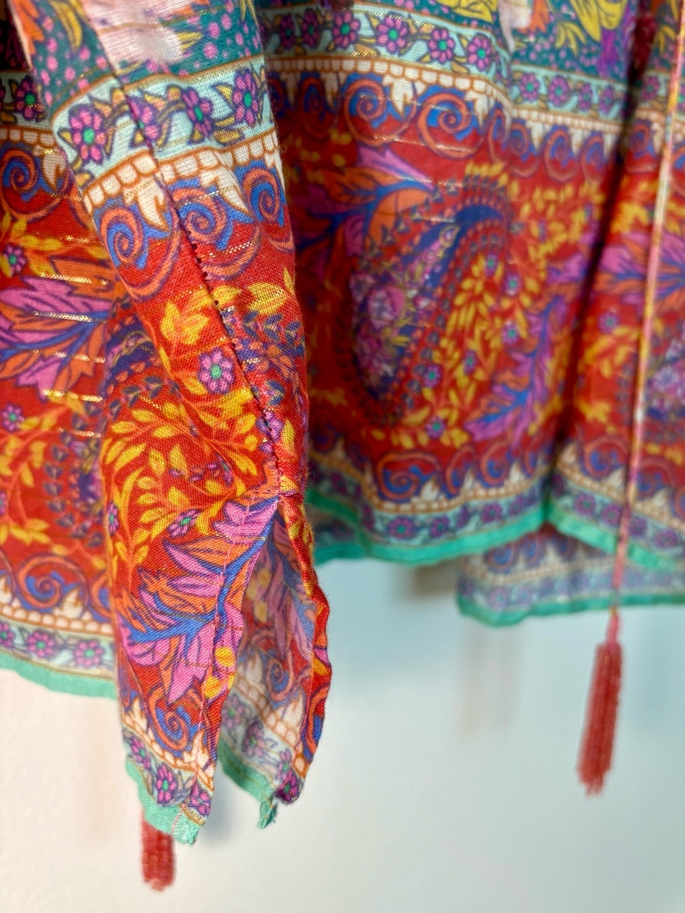 Aratta Gold Tinsel Women’s Silent Journey Ruched Floral Blouse Size XL Sku#158 - Picture 7 of 11